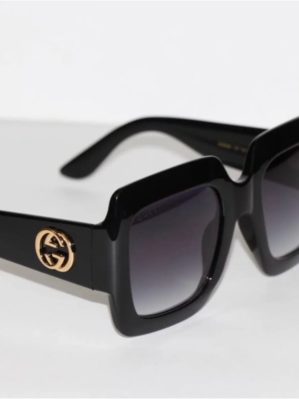 Gucci Black Square Sunglasses with Gold Interlocking G